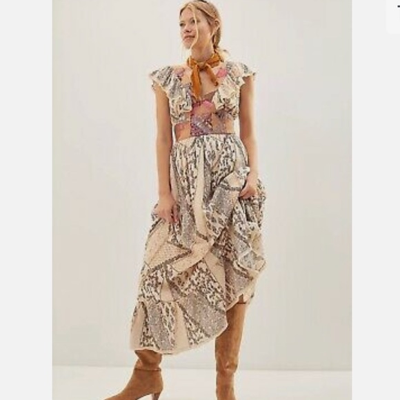 Anthropologie Dresses & Skirts - Anthropologie Let Me Be Quilted Ruffle Patchwork Maxi Dress